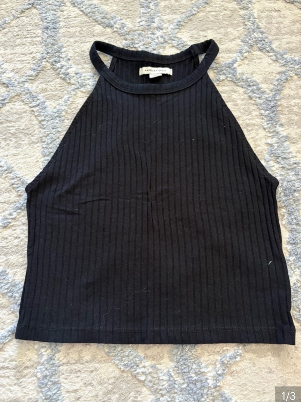3 for $14 American Eagle Outfitters Black Ribbed Halter Tank size xs